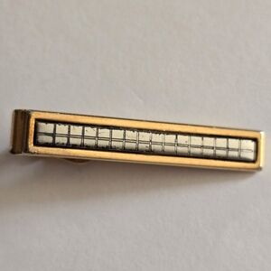 Vintage Swank tie clip gold tone silver tone grid design bar